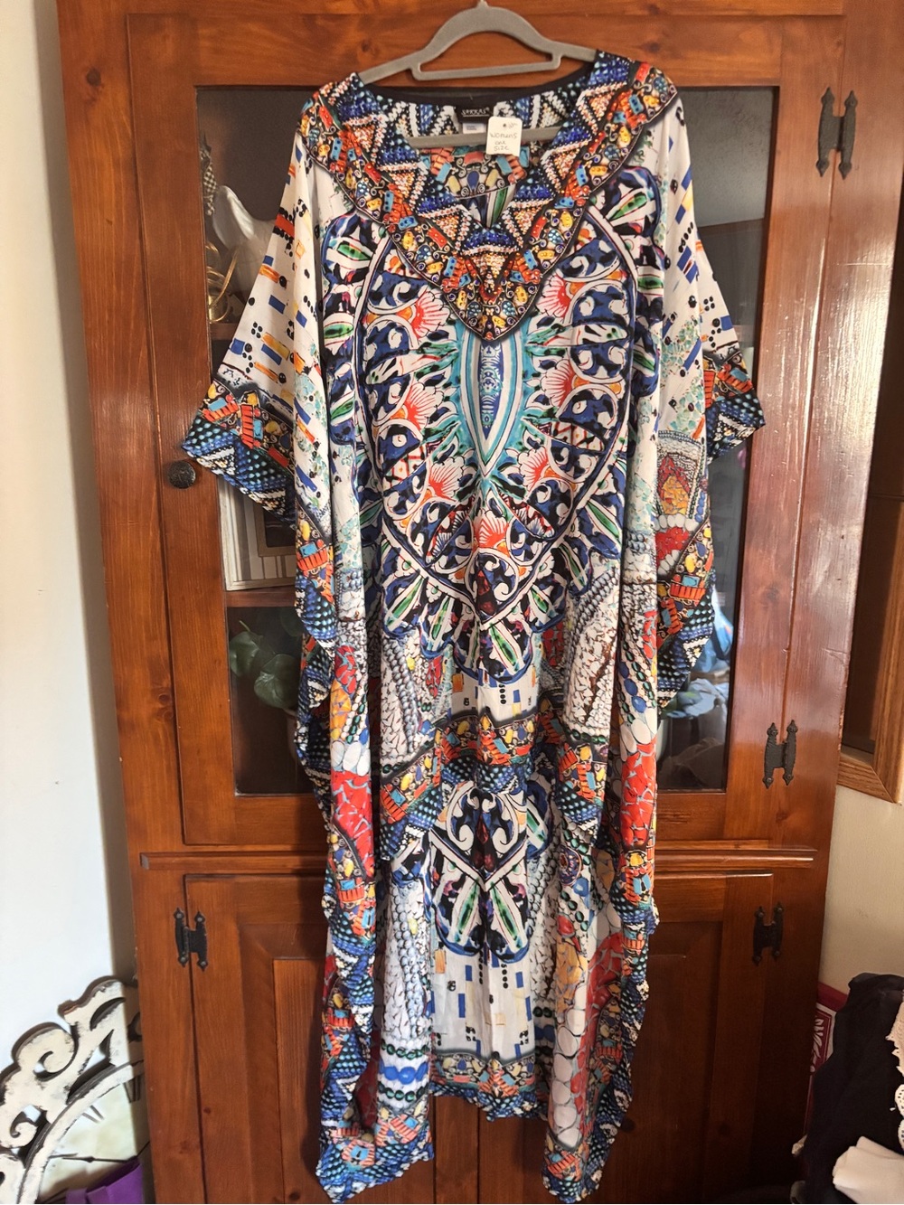 Sakkas Multicolor Embellishments Boho Maxi Kaftan MULTI COLOR ONE SIZE